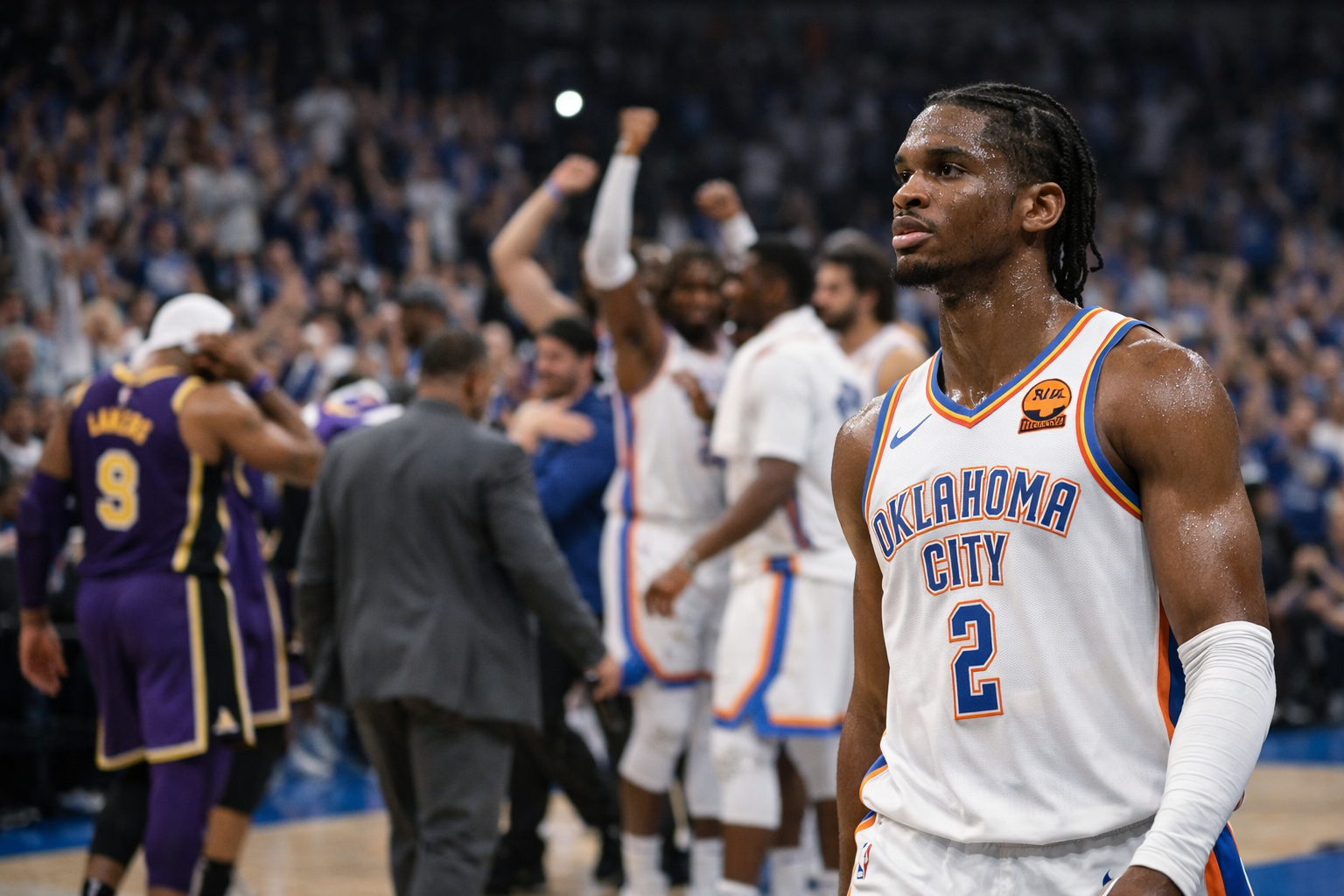 Feature image for Thunder sweep Lakers as Gilgeous-Alexander stays grounded after statement close-out